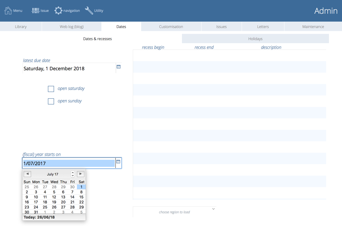 setting the fiscal year to 1 July