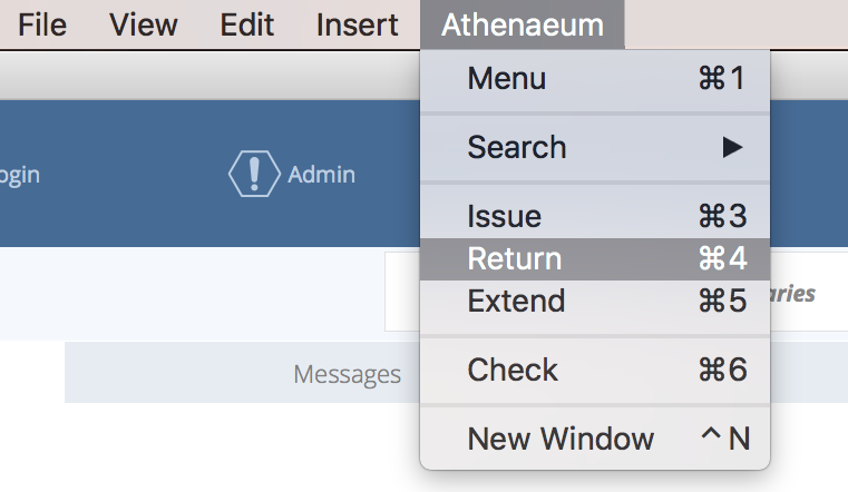 Return option in the Athenaeum menu