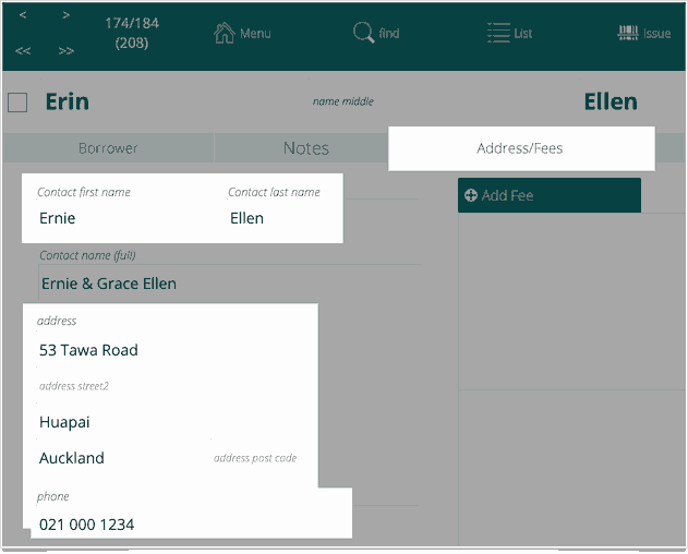caregiver address details on the address tab