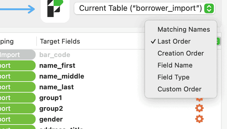 using Matching Names to quickly aligned pre-named fields