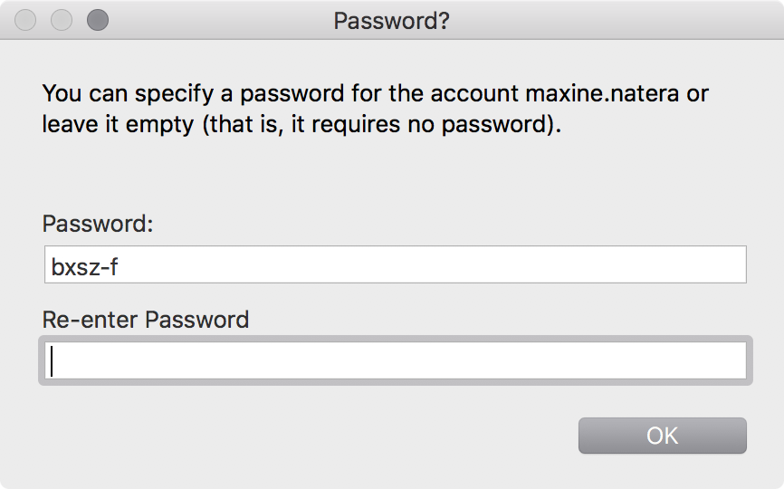 enter the password (twice)