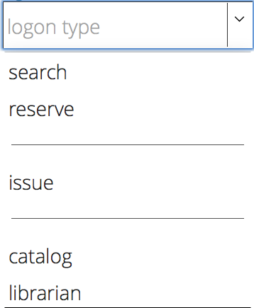 log on types drop down menu