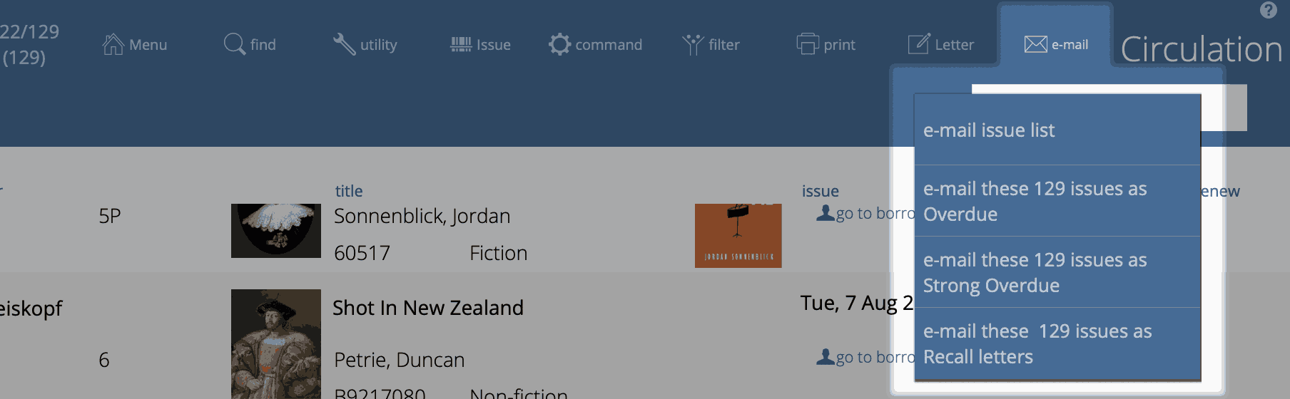 email menu