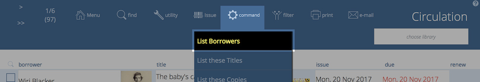listing the borrowers from the found set of circulation records