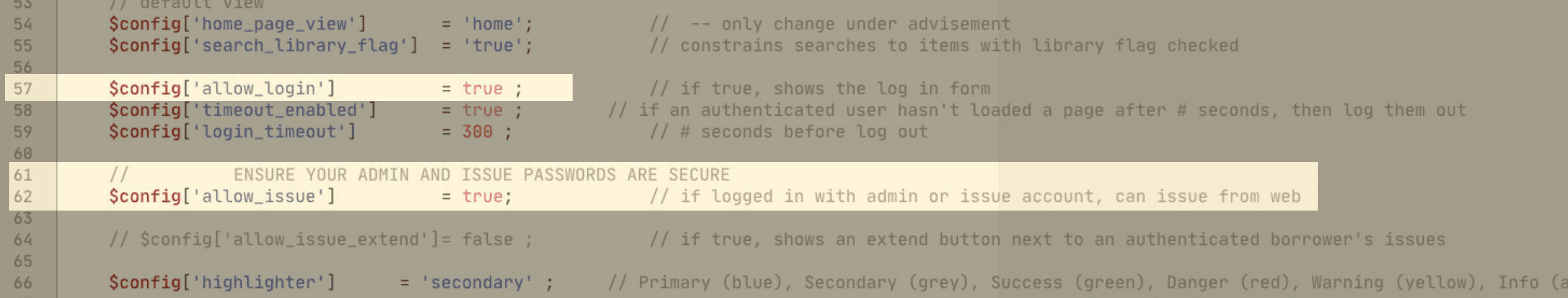 configuration allow login
