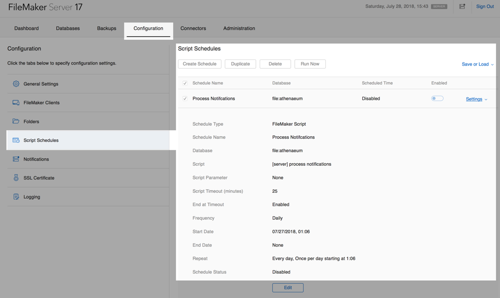 specifying the process notifications schedule