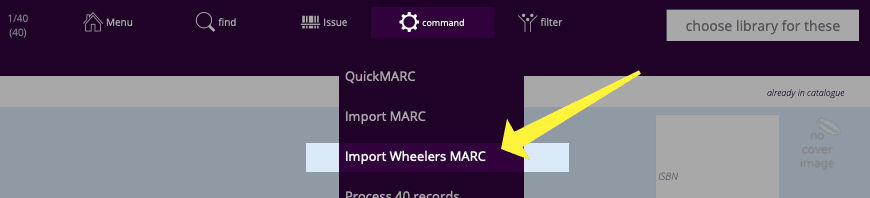 Manual import Wheelers MARC file