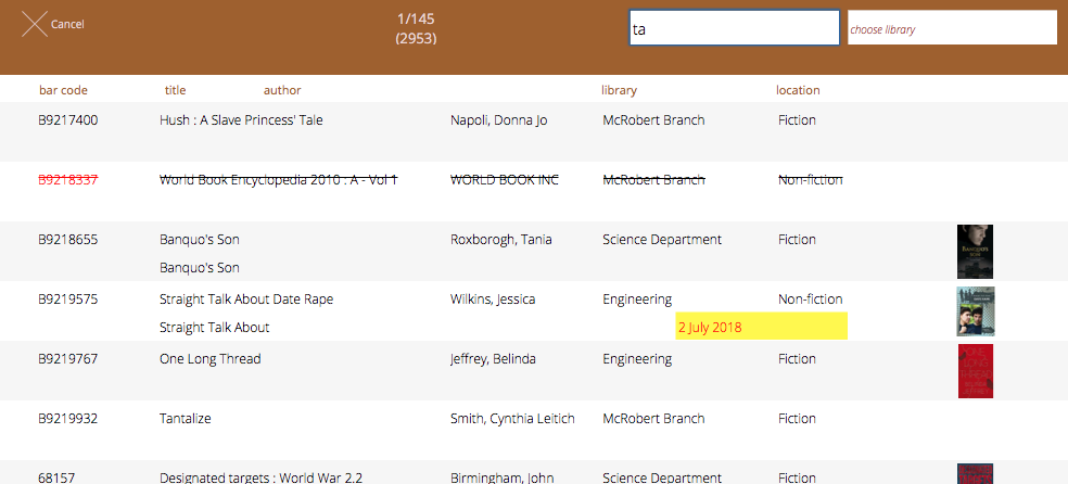 searching on the fly for catalogue items