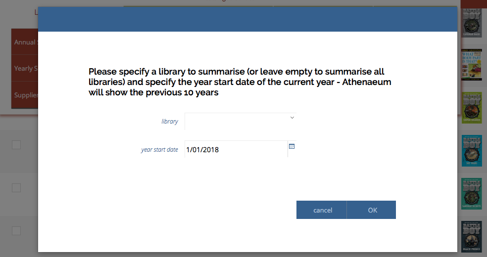 date picker dialog box for yearly spend