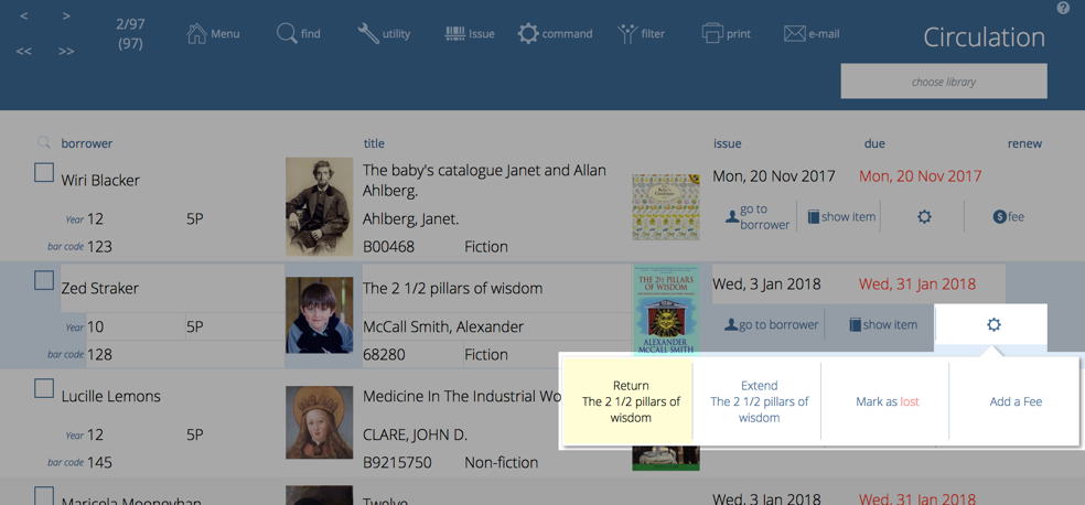 return button on issue list