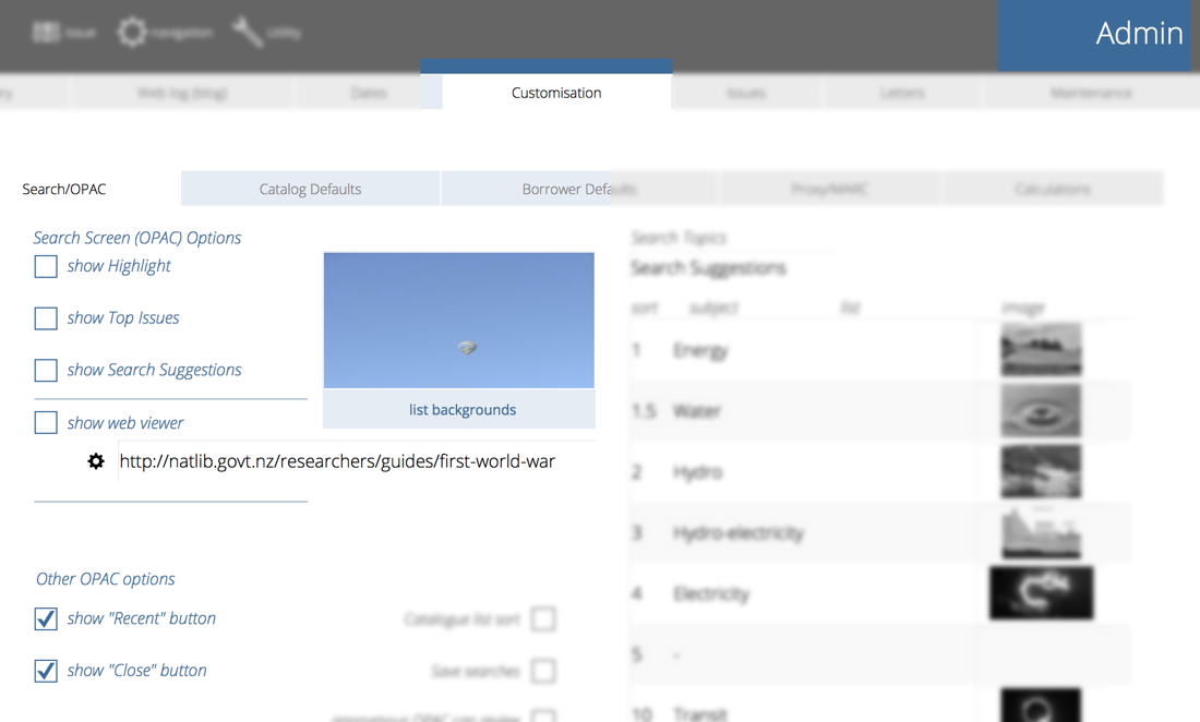 configuring OPAC (guest) search screens