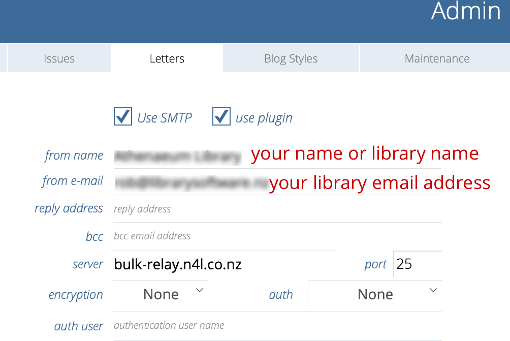 settings for sending email with N4L