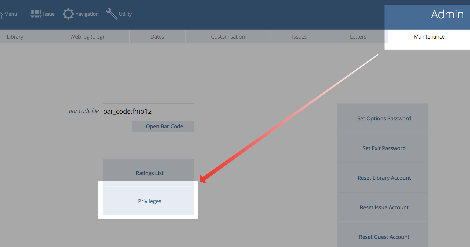 privileges button used to create your privileges