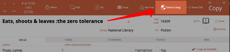 send to blog is available on both the copy detail and the title detail views